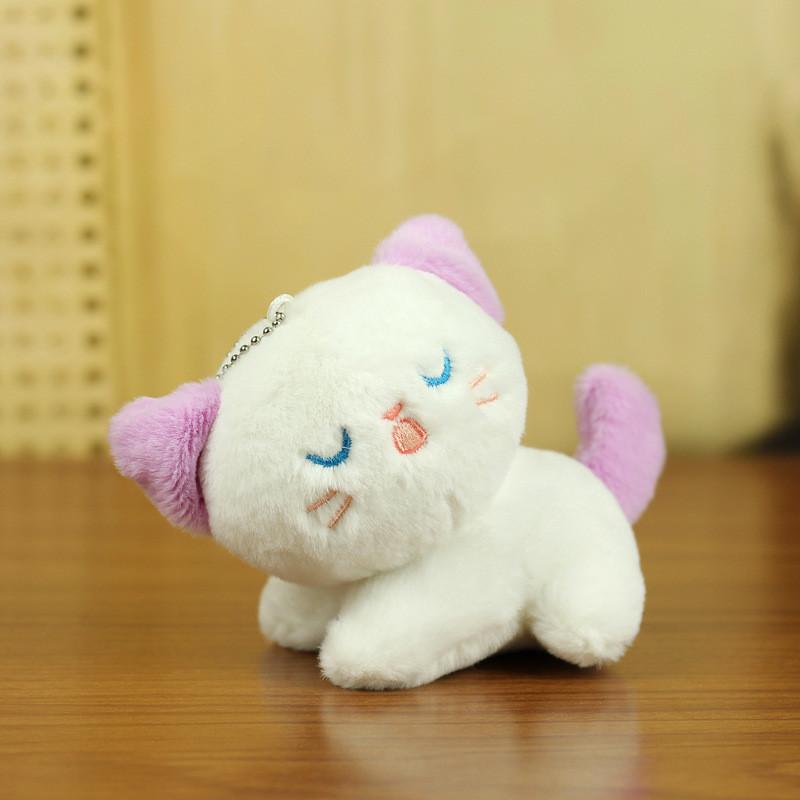 Adorable Plush Cat Keychain Soft Toy Cute Gray And Purple Cat Doll Accessories