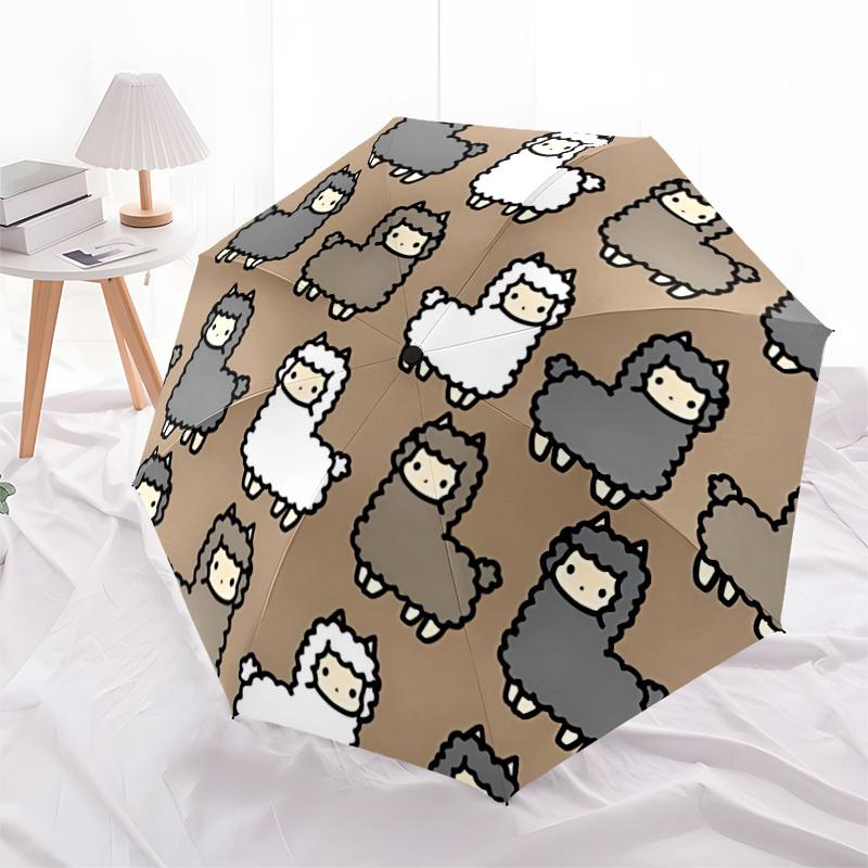 1pc Alpaca Pattern Automatic Folding Umbrella, Portable & Foldable Design with 8 Ribs, Casual Outdoor Accessory yy250805121