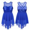 Kids Girls Lyrical Modern Contemporary Dance Costume Sequins Leotard Dance Dress