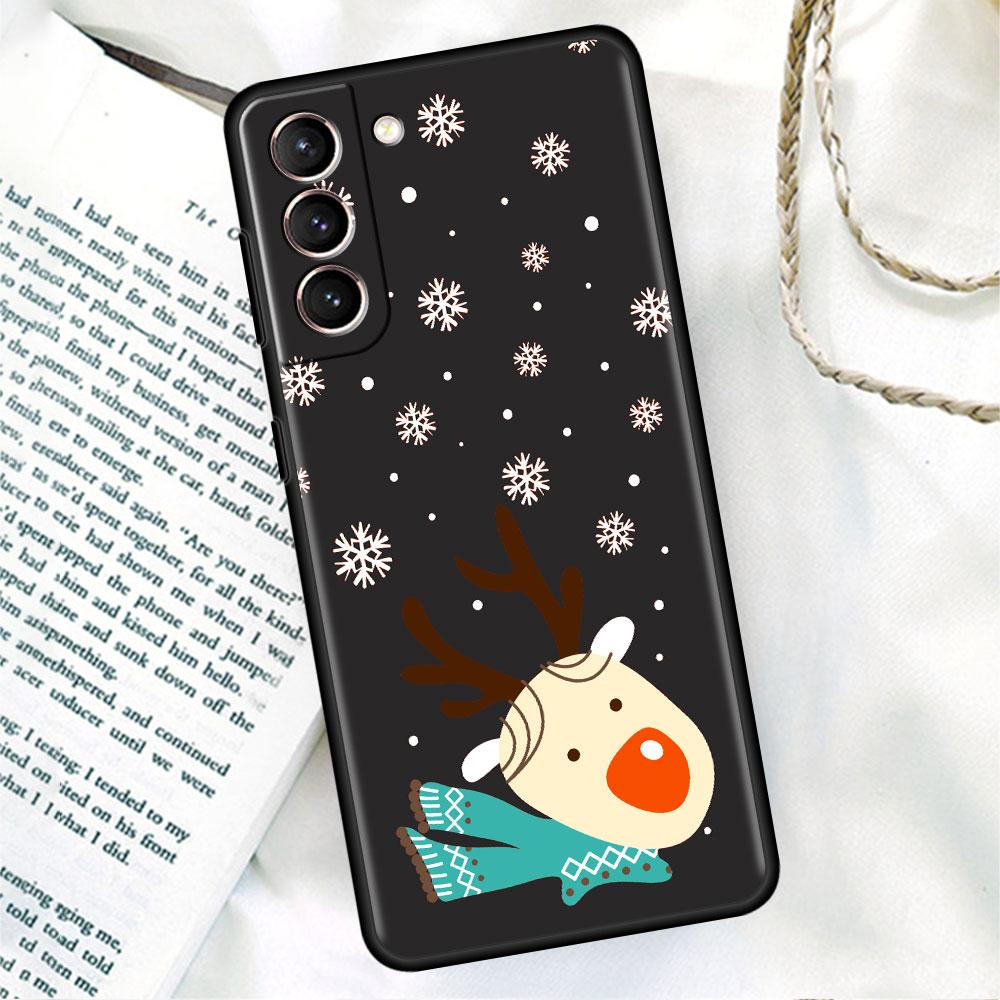Черный мягкий чехол для телефона Samsung Galaxy S22 S21 S20 Ultra FE S9 S8 S10 Plus Note 20 10 9 Fundas Cover Счастливого Рождества зимой