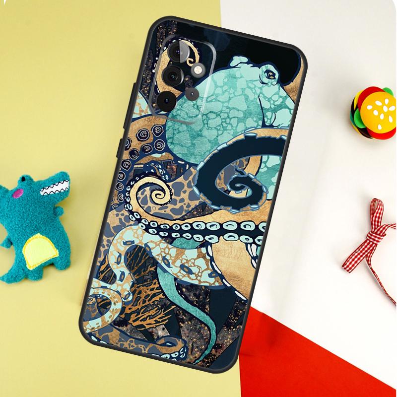 Морская жизнь Осьминог Чехол для Samsung Galaxy A54 A34 A24 A14 A12 A22 A32 A42 A52 A72 A52S A51 A71 A13 A53