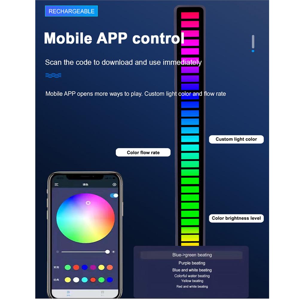 RGB музыкальное управление звуком, светодиодная подсветка, управление приложением, звукосниматель, голосовая активация, ритм-подсветка, цветная окружающая светодиодная подсветка, окружающая подсветка, НОВИНКА