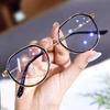 Anti-Blue Light Student Flat Light Glasses Frame Women'S Plain Glasses Polygonal Myopia Finished Glasses 7708