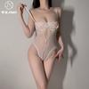 Sexy Underwear Sexy Women with Steel Rings Gather Empty Lace Mesh Onesie Pure Desire