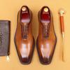 Brown Leather Shoes Men'S Leather British Premium Sense Coloring Business Dress Wedding Groom Shoes