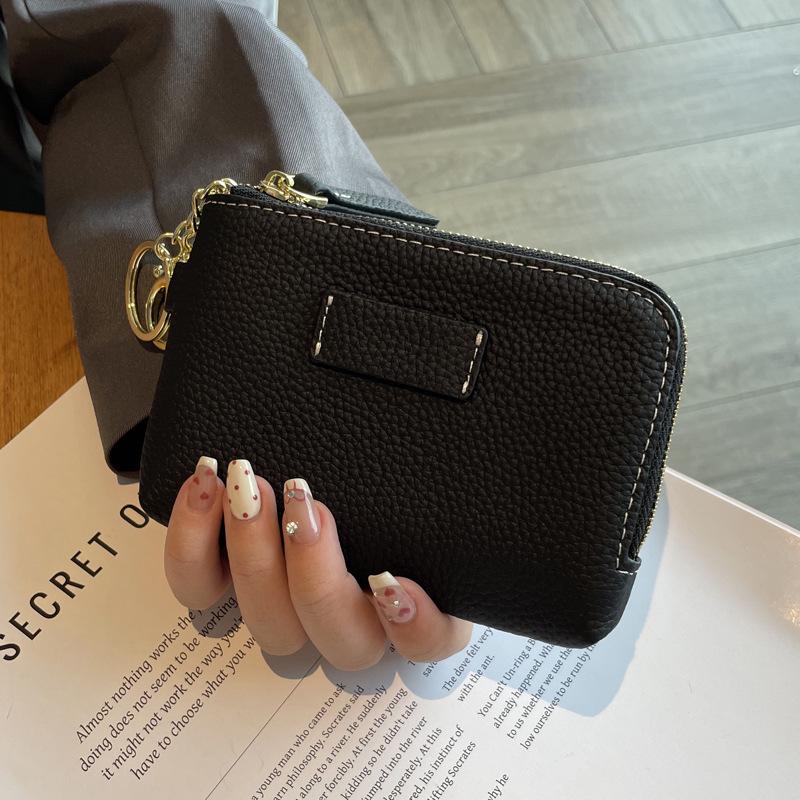 Европейский и американский женский кошелек из натуральной кожи: Модный клатч-кошелек на молнии с брелком для ключей