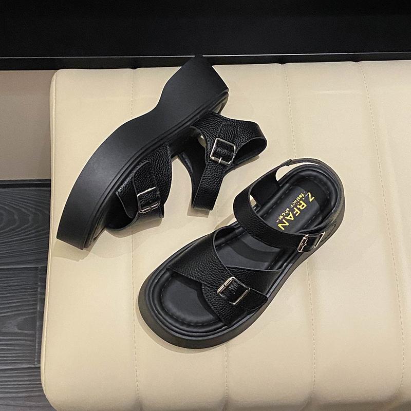 Fashion Aphixta Summer Cool Transparent Platform Shoes Women Sandals Height Increaming Buckle Thick Soled Beach Slides Plus Size 43