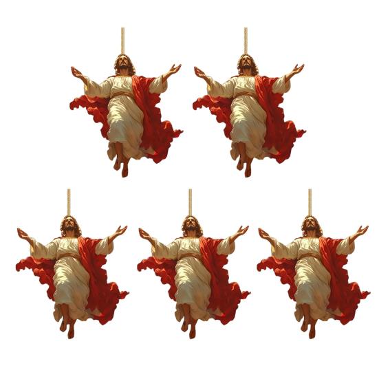 2D Акриловое украшение Иисус Христос Подвесной декор на зеркало заднего вида автомобиля Религиозный подарок для христиан Ретро Аксессуары для веры