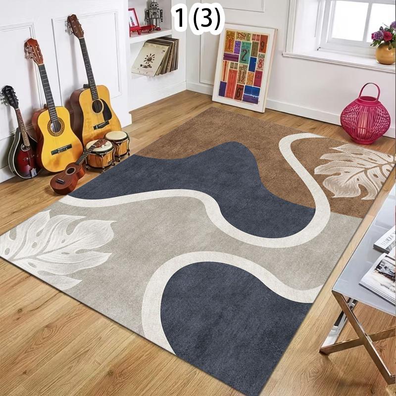 Modern Luxury Palm Leaf Area Rug Abstract Botanical Soft Non-Slip Carpet Elegant Boho Home Decor for Bedroom Living Room