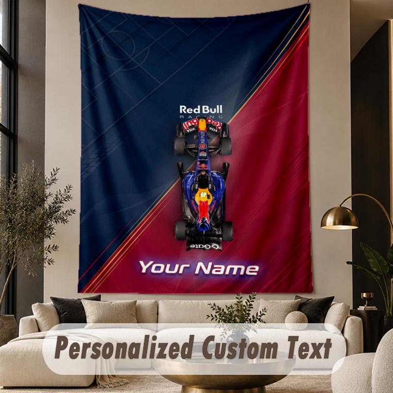 Custom Text Tapestry Red Bull Racing Print Wall Tapestry Indoor Living Room Wall Decor