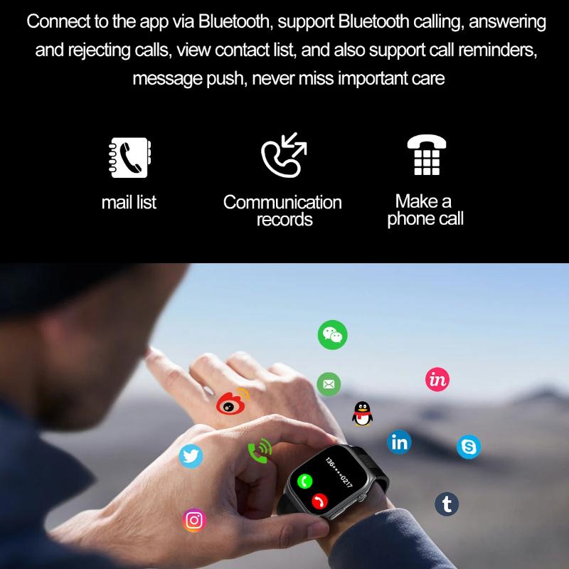 2025 Новые умные часы с подушкой безопасности Уровень ухода Звонок по Bluetooth Воздушный насос ЭКГ Точно Измерение артериального давления Мочевая кислота Липиды крови часы мужские