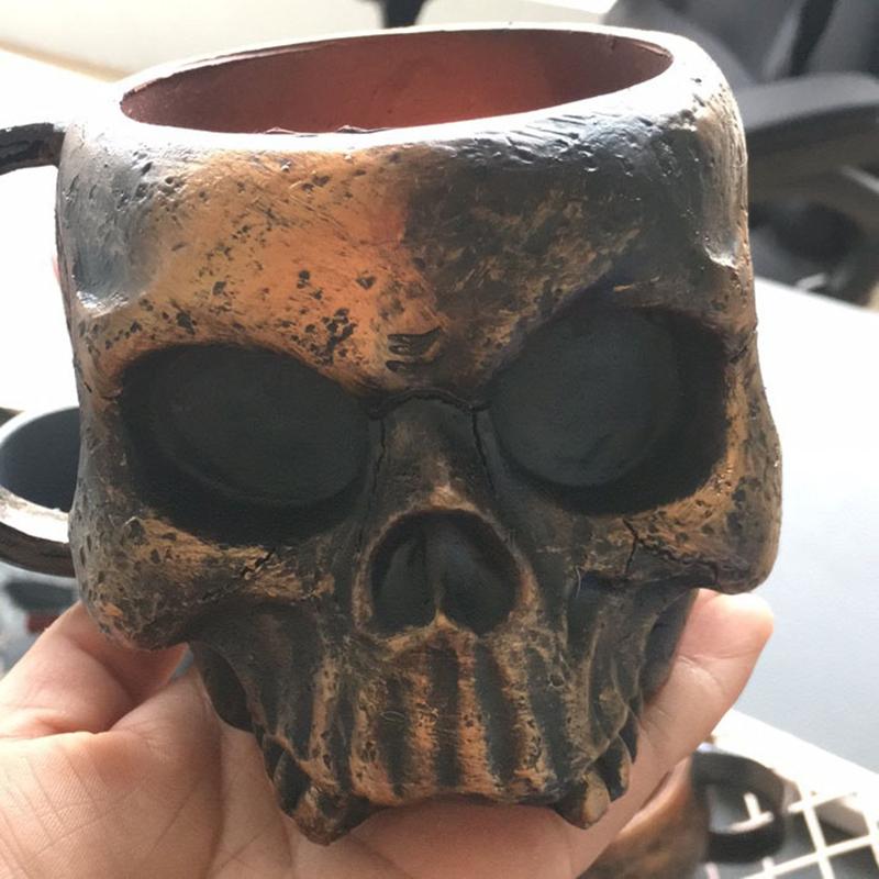 17-унциевая пивная кружка в форме черепа из смолы, кружка-череп викинга-воина, кружка-череп в средневековом стиле для кофе/напитков/сока