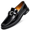 Plus Size 47 Men's Shiny Embossed Leather Loafers - British Style, Casual Business Slip-on Shoes