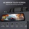 10-дюймовый 4K Зеркало-видеорегистратор, Полноэкранная сенсорная Задняя камера с функцией парковки, Ночное видение, 24-часовой мониторинг парковки, Запись в циклическом режиме, Универсальный