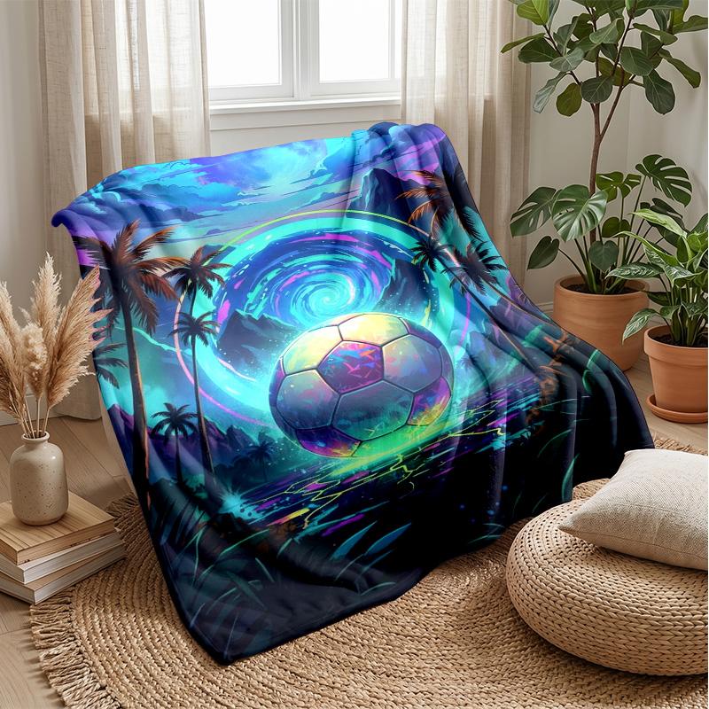 Neon Soccer Player Theme blanket Lightweight Warm Flannel Blanket Decorative Throw Blanket for Home Decoration