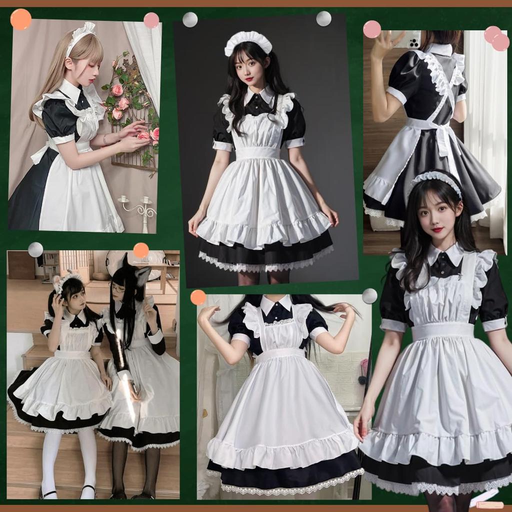 Maid Uniform Full Set with Tights Little Large School Cosplay Maid Cosplay Fancy Baby Cosplay [BeLoved] [Size S-5XL] Devil, Size, Festival, Cafe,