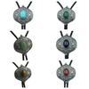 Braided Shoestring Gemstones Bolo Tie Charm Cowboy Necktie Necklace