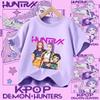 Новая Популярная Корейская Kpop Футболка Охотница на Демонов Мира Руми Зои Ханттрикс Модная Летняя Футболка для Девочек Унисекс Повседневный Топ с Коротким Рукавом