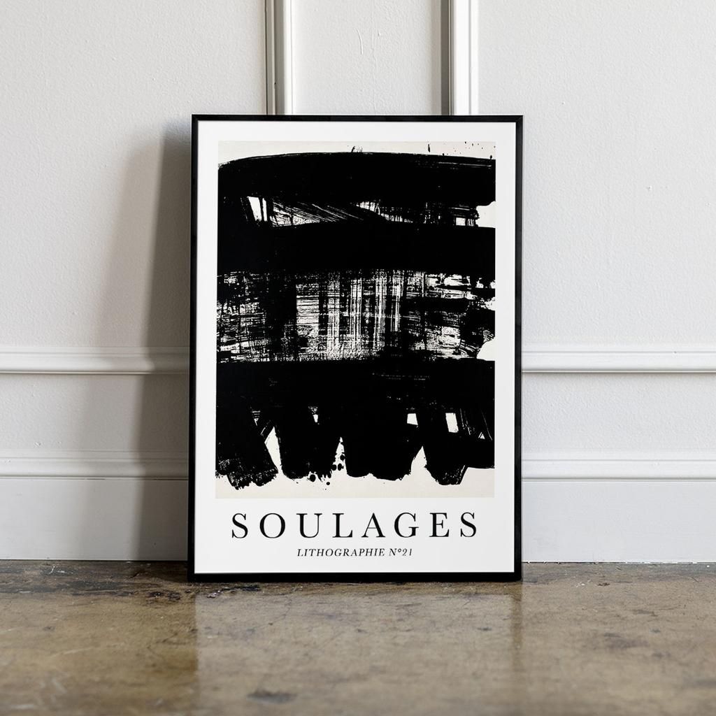Poster Abstraction Black and White Soulages