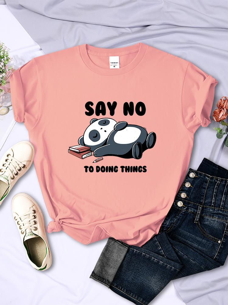 Say No To Doing Thing Sleeping Panda Female Tshirts Summer Fashion Tee Clothing Vintage Harajuku Short Sleeve Casual Unisex Tops