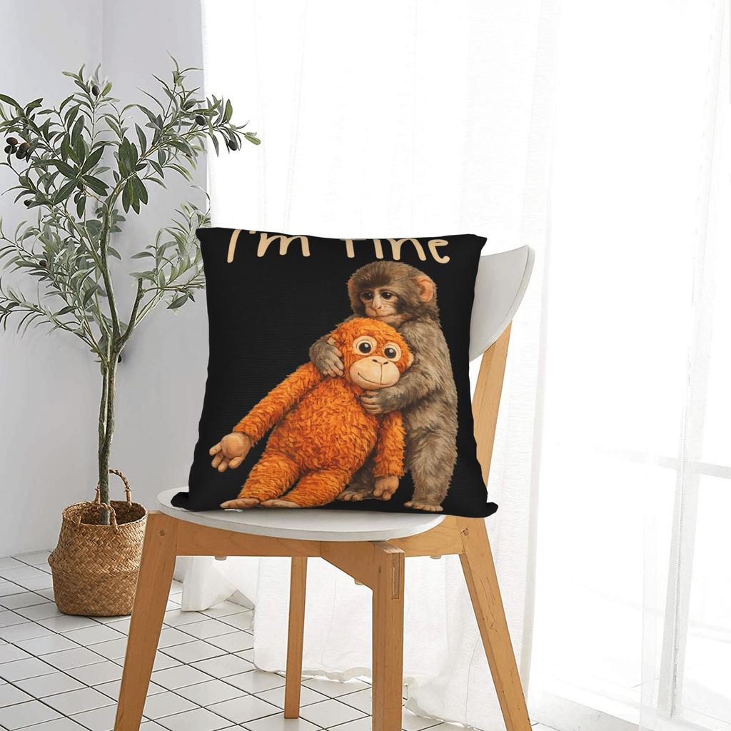 Baby Monkey Punch Cute Cuddly Little Love Pillowcases Novelty Pillow Case For Sofa Bedroom Home Decor Soft Pillow Cover