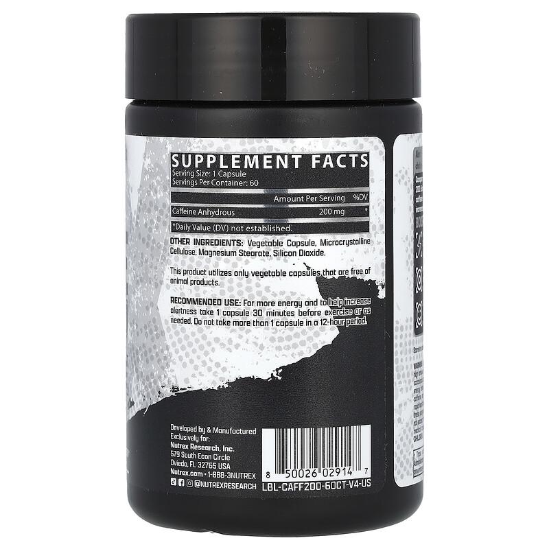 Caffeine 200, 200 mg, 60 Capsules