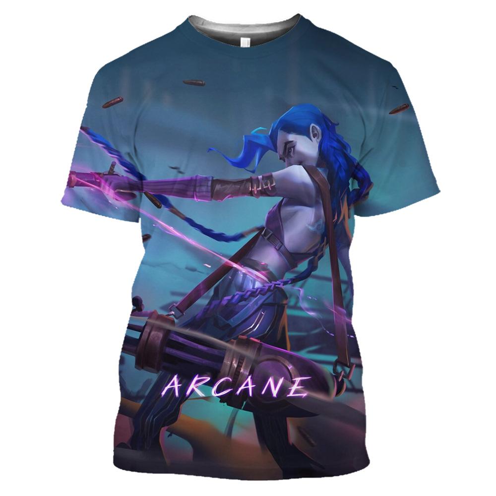 Футболка Arcane League Legends Аниме 3D-печать Мужская Женская Модная Оверсайз Модная Удобная Футболка