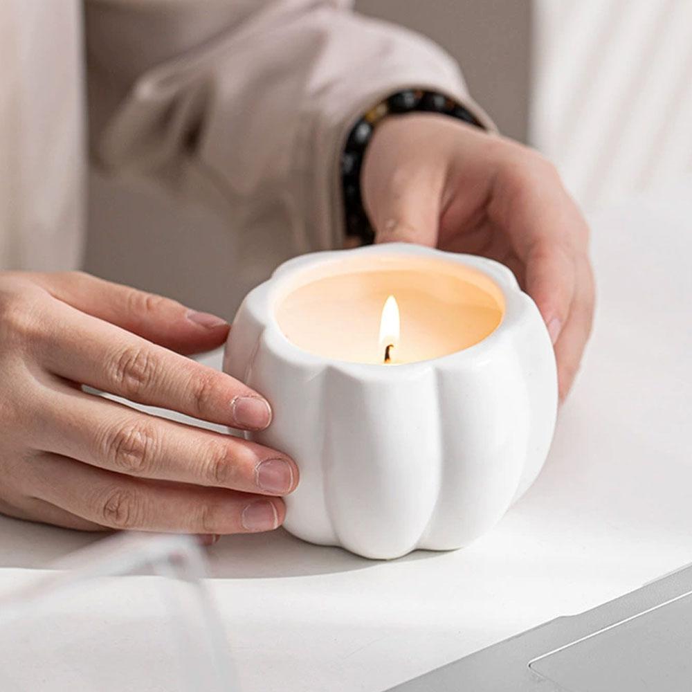 Контейнер для изготовления свечей с ароматом тыквы, керамическая банка для свечей с крышкой, 3D-подсвечник в виде растения, подсвечник своими руками, домашний декор, хранение ювелирных изделий, подарки на день рождения