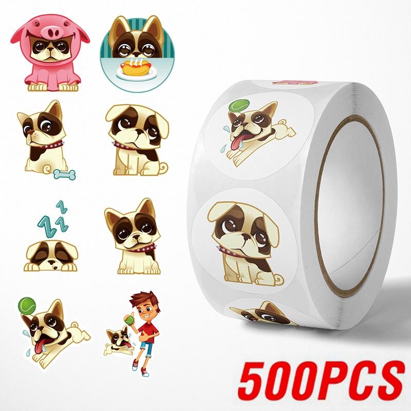 100-500pcs Reward Sticker Cartoon Dog Pattern Encouragement Stickers For Students Teachers Cute Animals Stationery Stickers