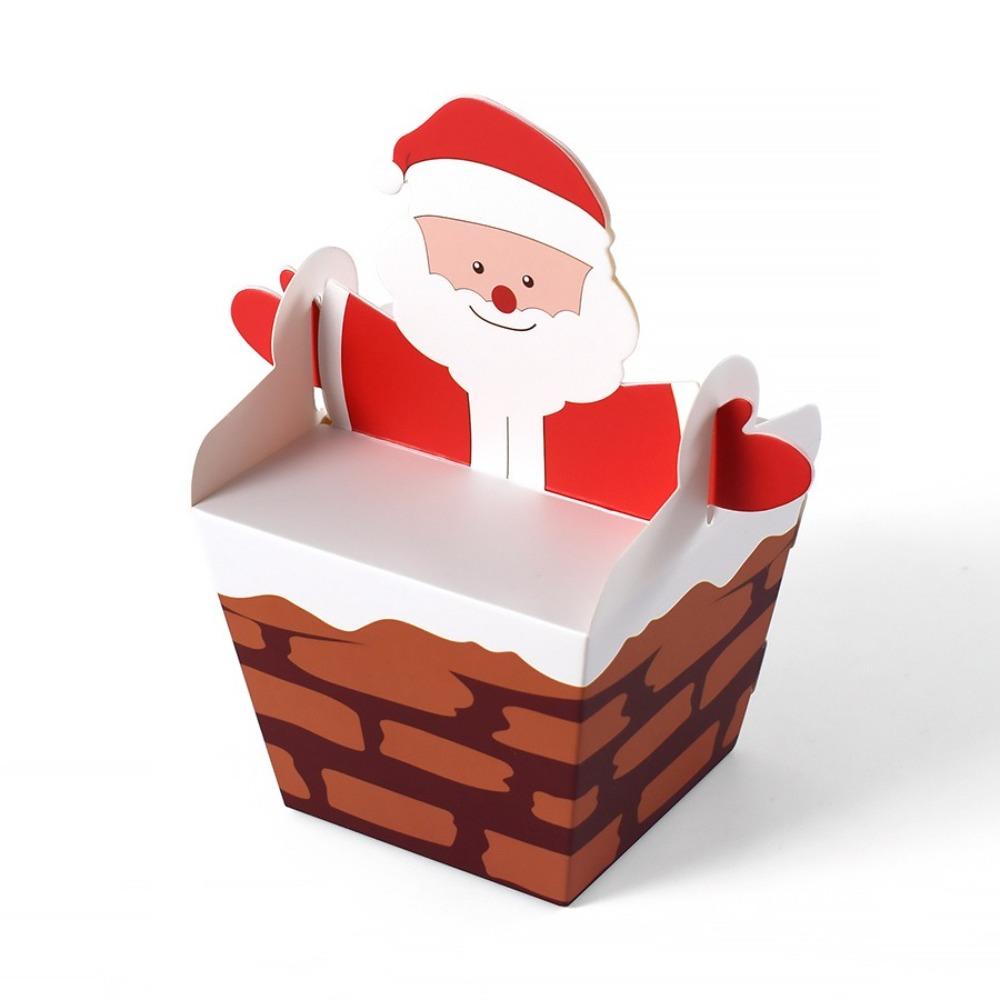 10pcs Paper Christmas Gift Boxes 3D Gift Packaging Bags New Snack Case for Cake Chocolate