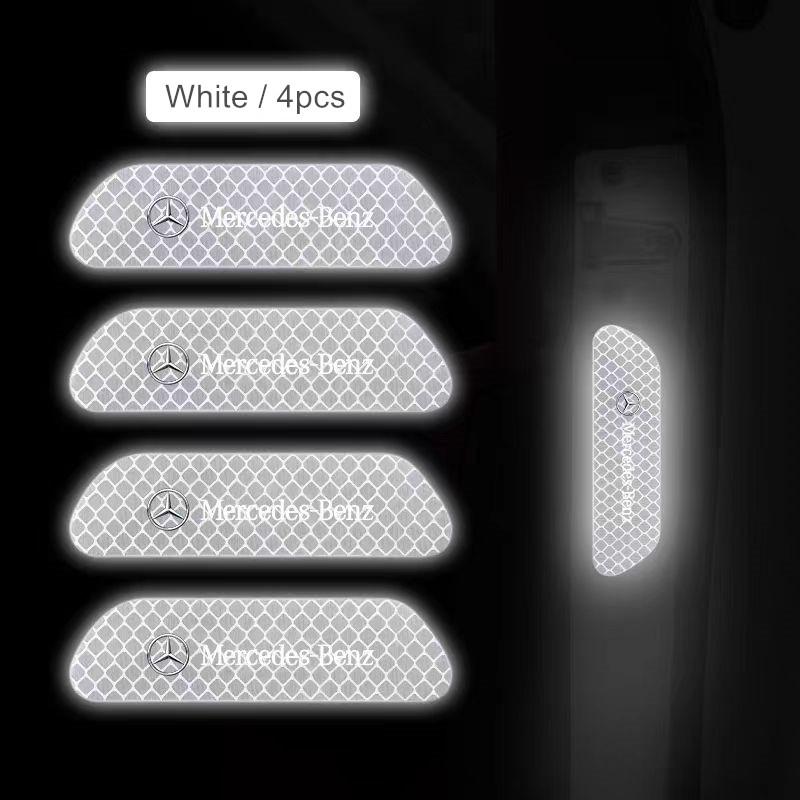 D5Car Sticker 4PCS Night Reflective Car Door Safety Warning Stickers Anti-Collision Wearproof Warning Marks For Mercedes Benz CLA