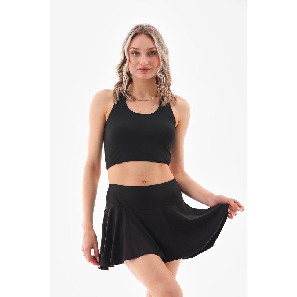 Crop Swimsuit With Shorts And Skirt