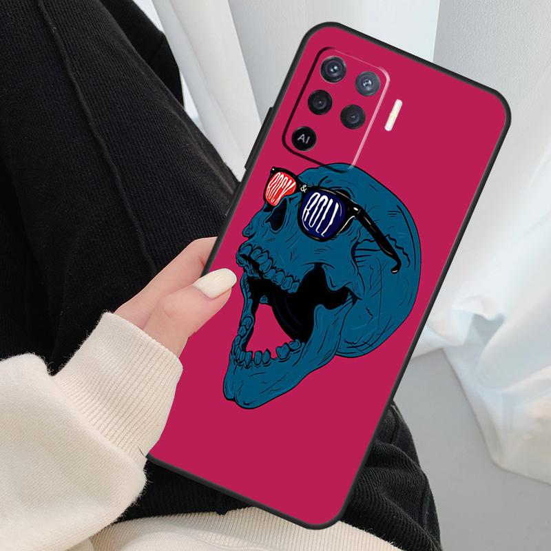Череп Рок-н-Ролл Чехол для OPPO Find X3 X5 Pro A5 A9 A31 A53 A15 A16 A52 A72 A83 A91 A93 A94 A54 A74 A53S