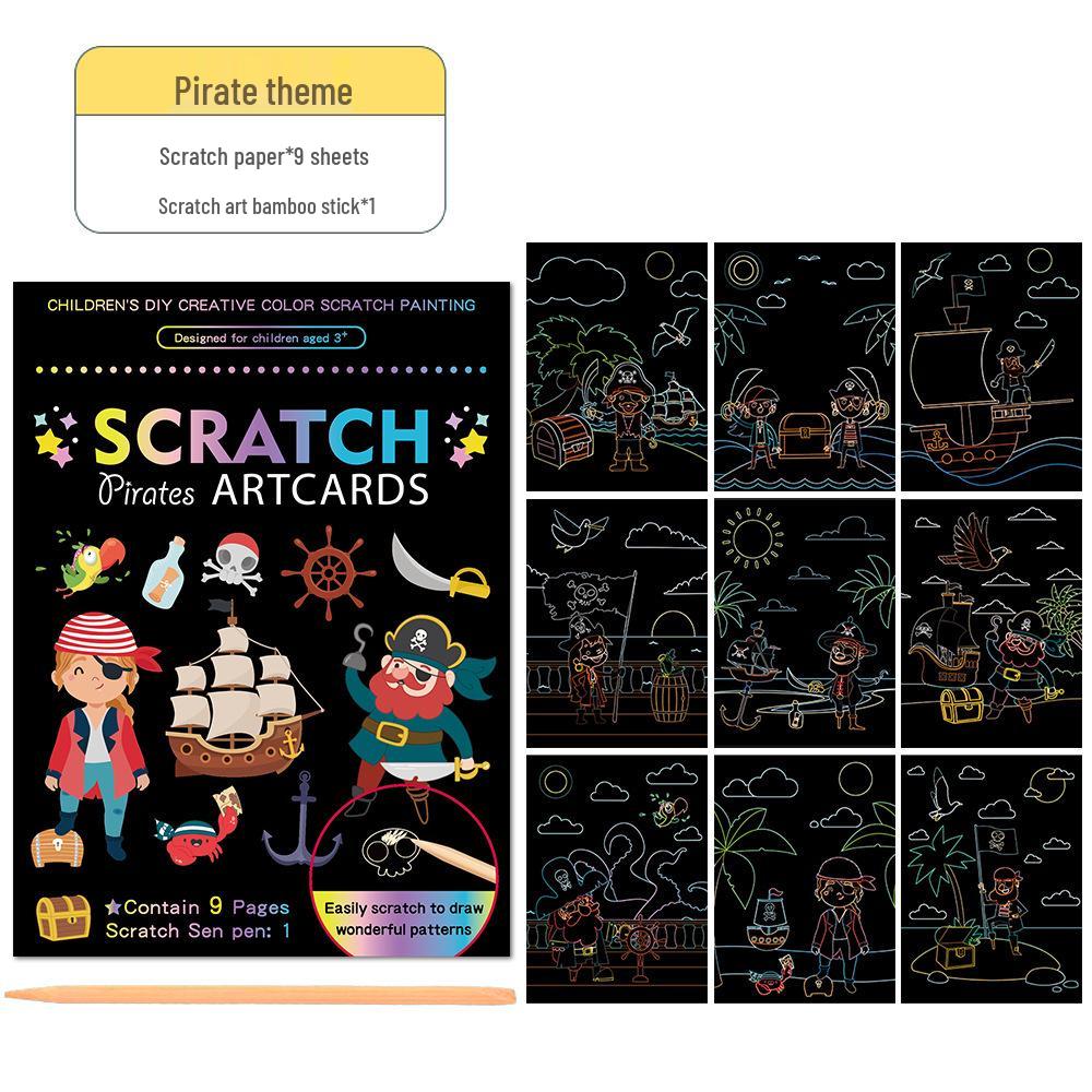 Набор для творчества 'Scratch Art' с рисунками животных для детей - Креативные принадлежности для граффити с ослепительными цветами