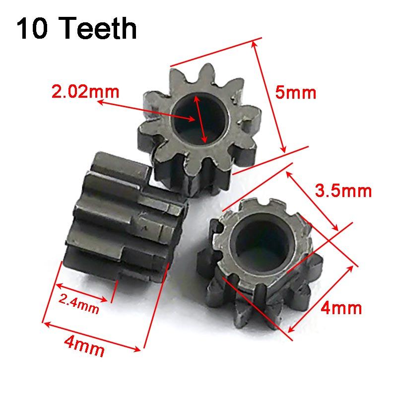 102B 0.4M Alloy Steel Metal Pinion 10 Teeth OD=5mm Loose Fitting 2mm Shaft Motor Parts 10T Gear
