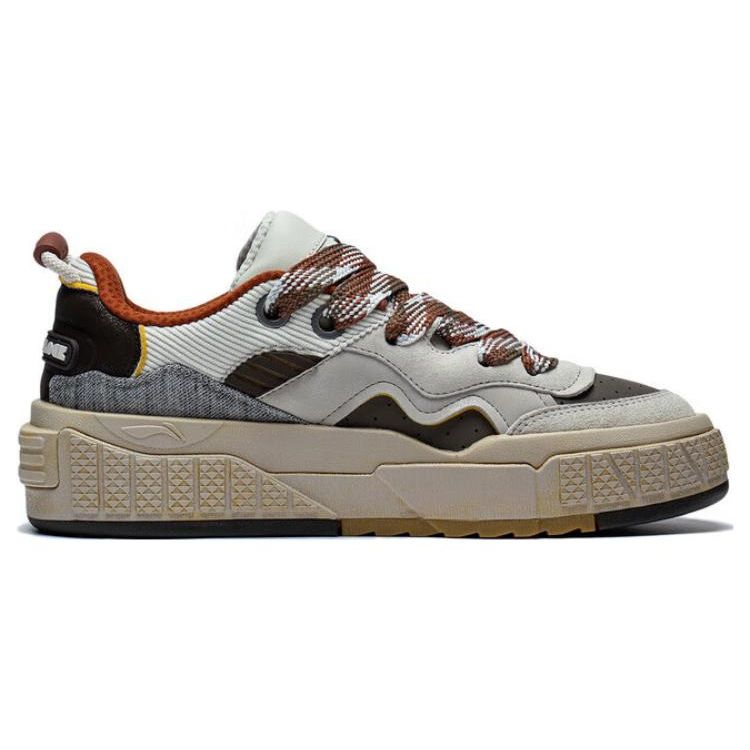 Li-Ning Кроссовки для скейтбординга Unblock Non-Slip, износостойкие, низкие, мужские, серо-коричневые AGCT095-4