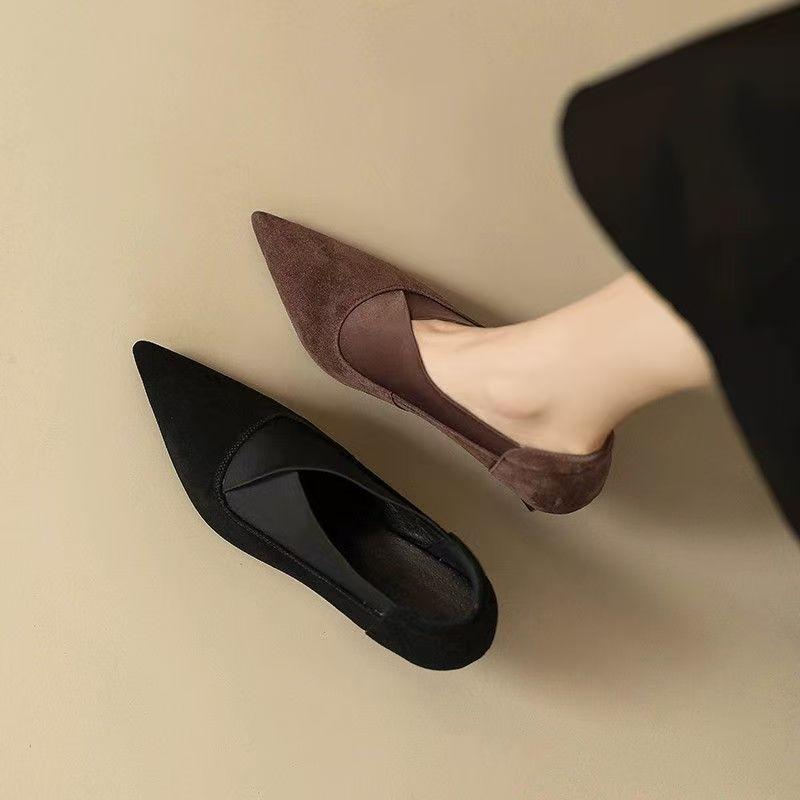 Женские туфли на шпильках с острым носком, замшевые мокасины, зимние дизайнерские туфли 2025 года, новые сексуальные элегантные туфли-лодочки для вечернего платья Zapatillas Mujer