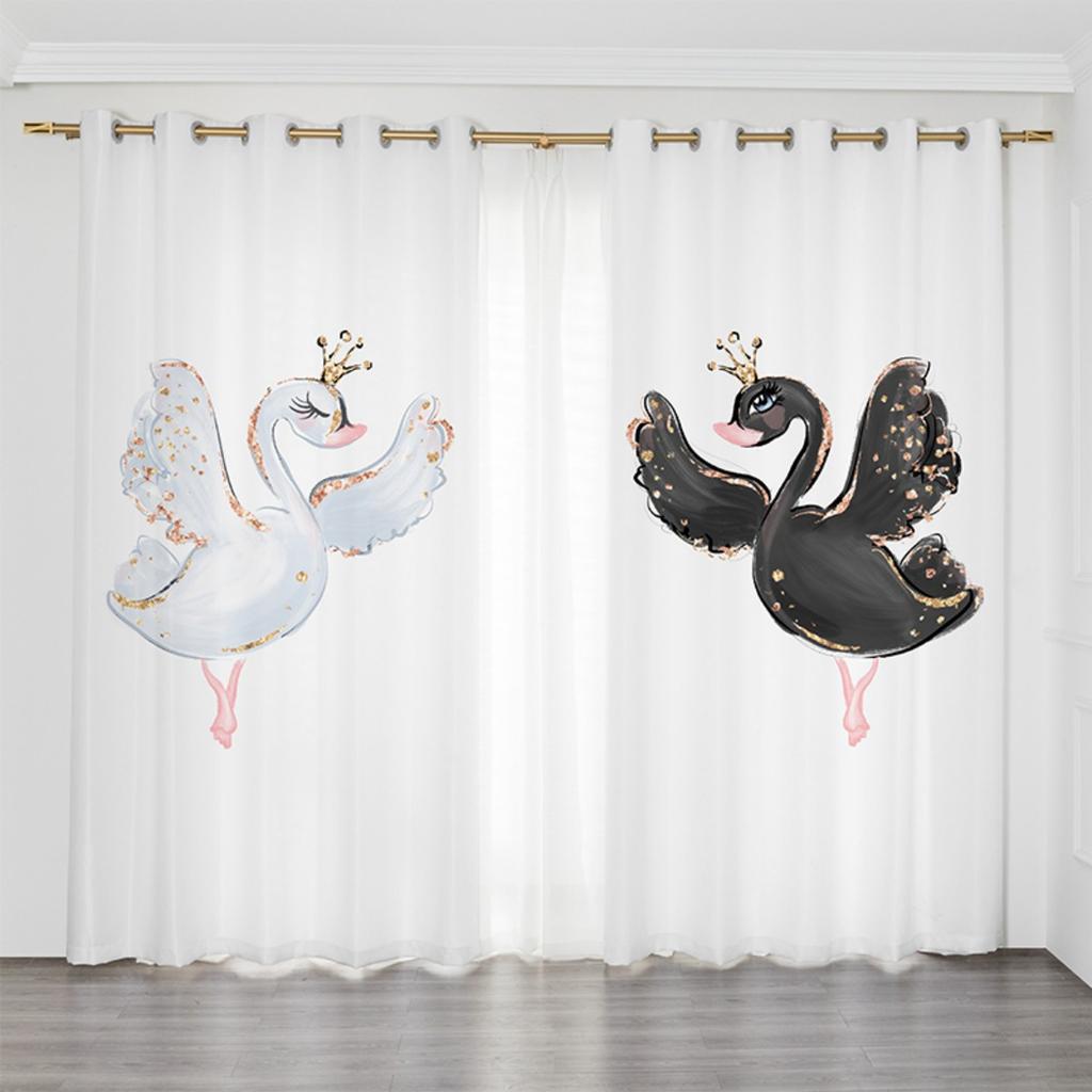 2-панельные шторы с розовым единорогом, шторы для девочек-балерин, детские шторы для спальни девочек, жалюзи на окна от пола до потолка, люверсы сверху