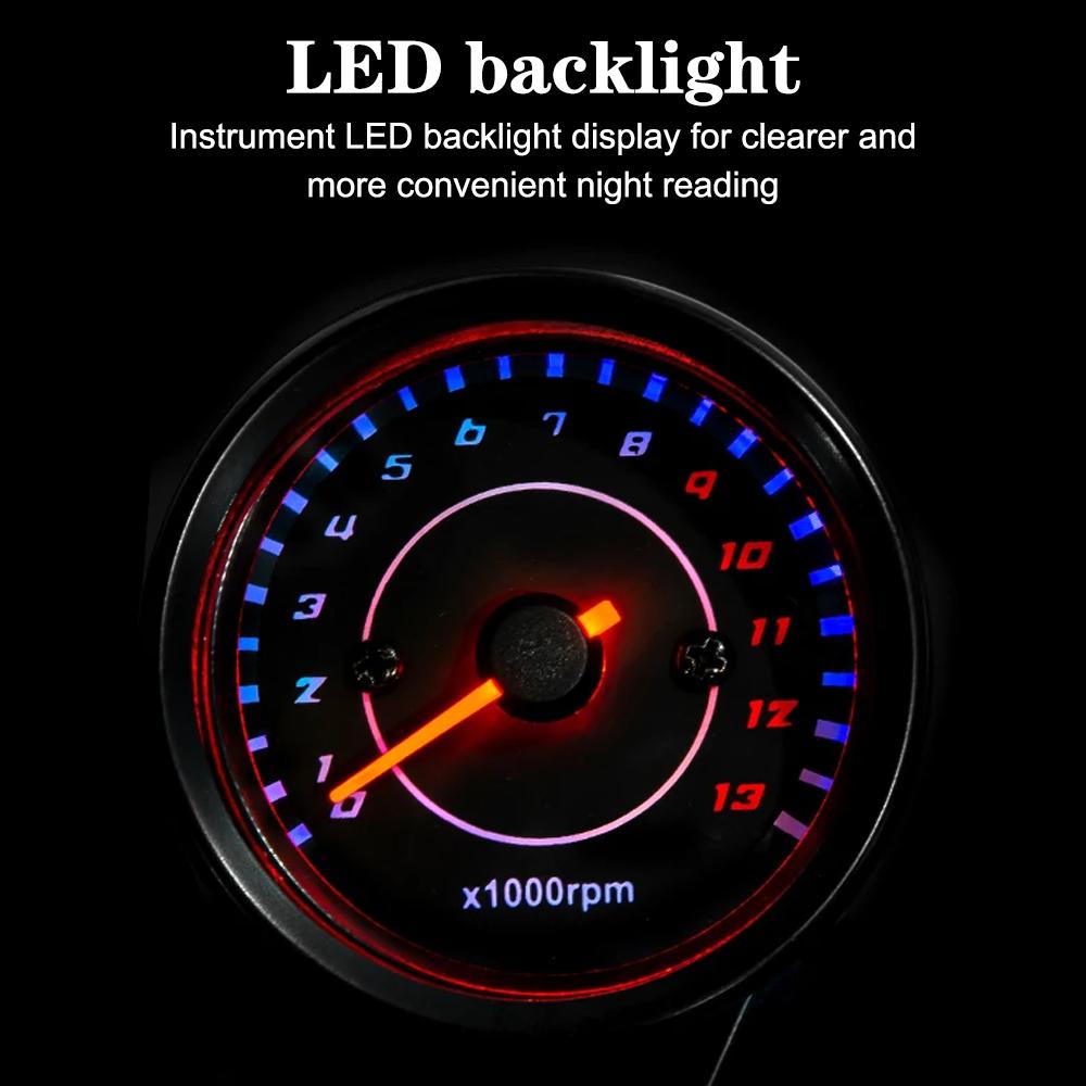 Tachometer Auto Gauge Motorcycle Speedometer Motobike Accessory Modified Odometer Universal With LED Light Moto Parts Machinery