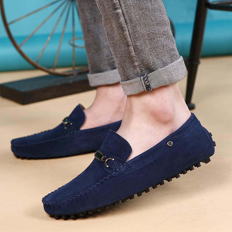 New Suede Leather Casual Shoes Mens Fashion Slip-on Rivets Party Wedding Loafers Moccasins Men Light Comfortable Driving Flats
