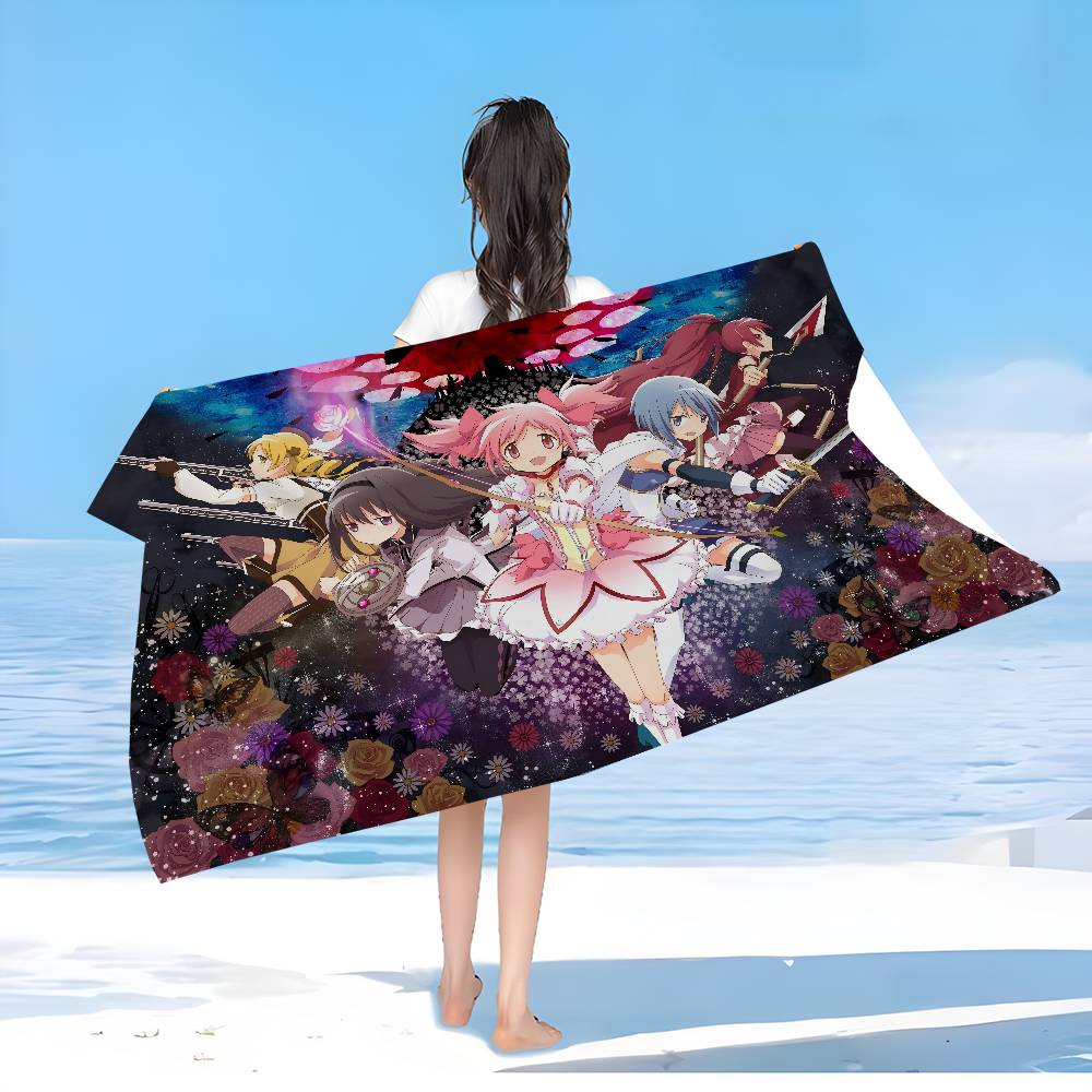 P-Puella Magi Madoka M-Magica Микрофибровое пляжное полотенце Впитывающее Быстросохнущее Мягкое для йоги плавания курорта альпинизма