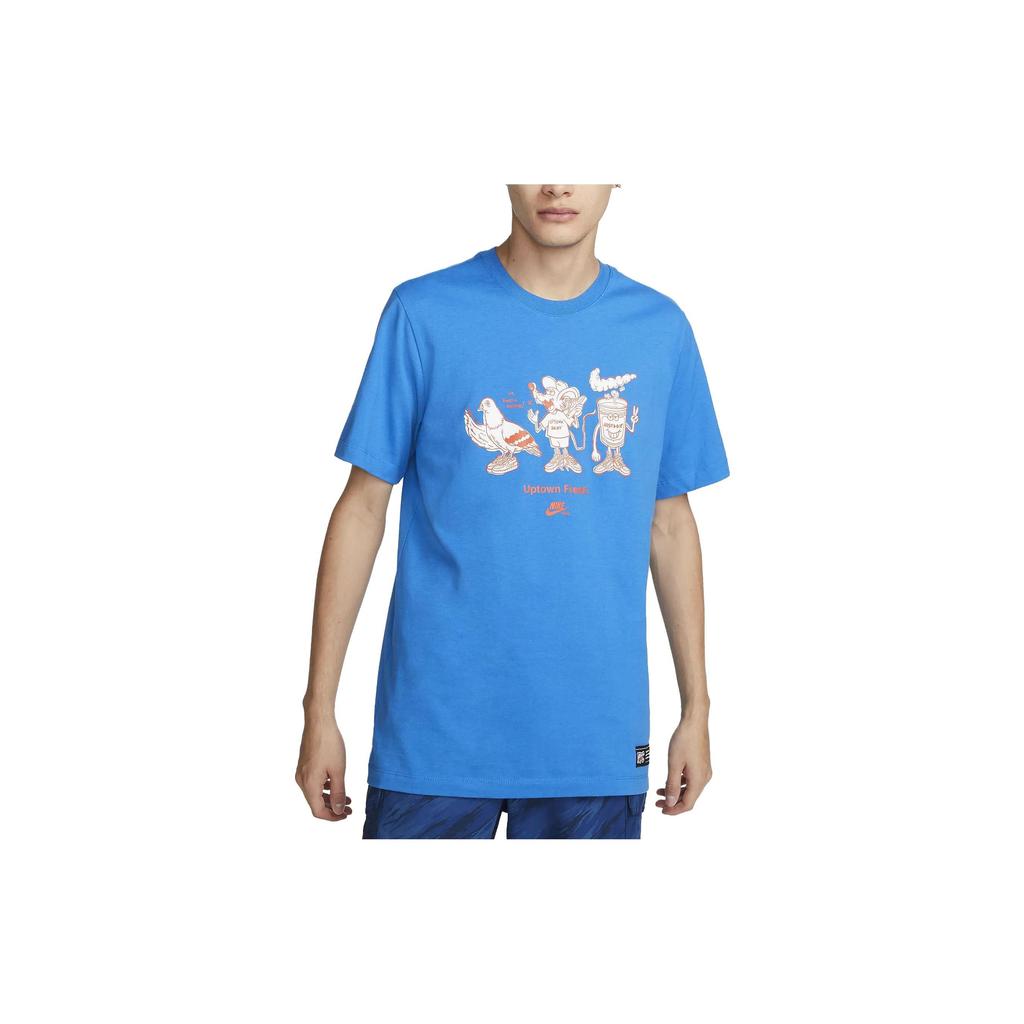 Nike T Shirts Men's Blue Crew Neck Moderate Straight Fit FB9028-435