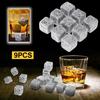 Puntos 9Pcs Reusable Whiskey Stones Chillers Wine Drinks Cooler Ice Cubes Granite Rocks