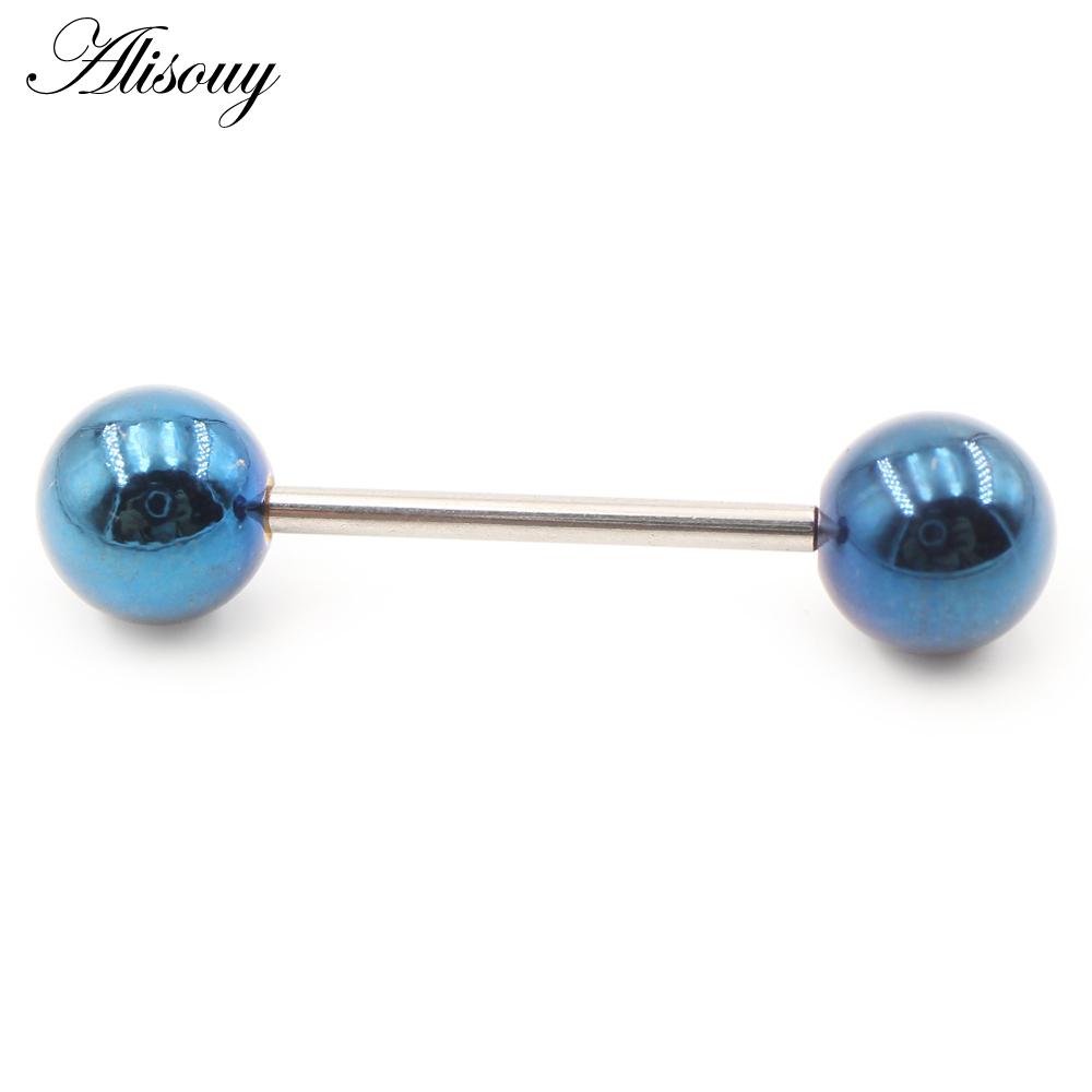 Alisouy 1PC нержавеющая сталь язык штанга пирсинг нить унисекс лабрет губы кольца бар трагус спирали серьги гвоздик украшения для тела