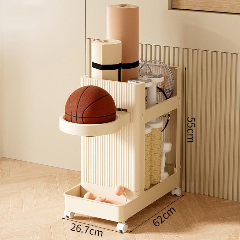 Multifunctional Gym Equipment Holder Durable Stable Yoga Mat Storage Basket with Wheels Sports Tools Organizer Fitness Equipment