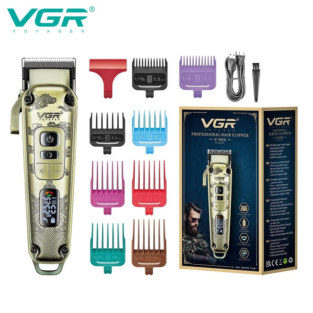 VGR V-005 Металлическая машинка для стрижки волос Ретро Электрическая машинка для стрижки Резная машинка для стрижки волос Машина для стрижки волос Беспроводная машинка для стрижки Цифровой дисплей Машинка для стрижки волос Машинка для стрижки с масляной головкой