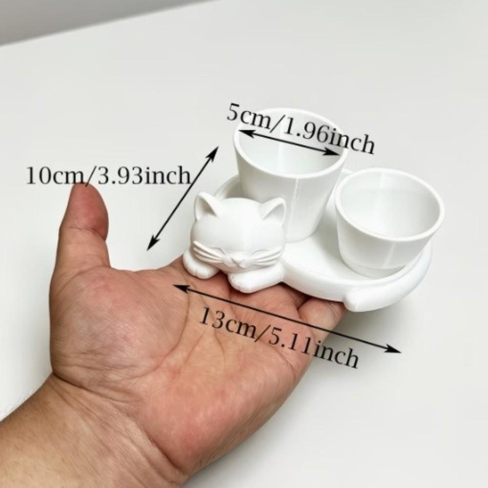 3D Printed Cat-Shaped Flower Pot Cute Animal Mini Potted Plant Jewelry Tray  Indoor/Outdoor Use