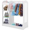 GINGER HOME – Portant enfant avec miroir, penderie ouverte avec étagères et tringle, blanc, 94×38×100 cm