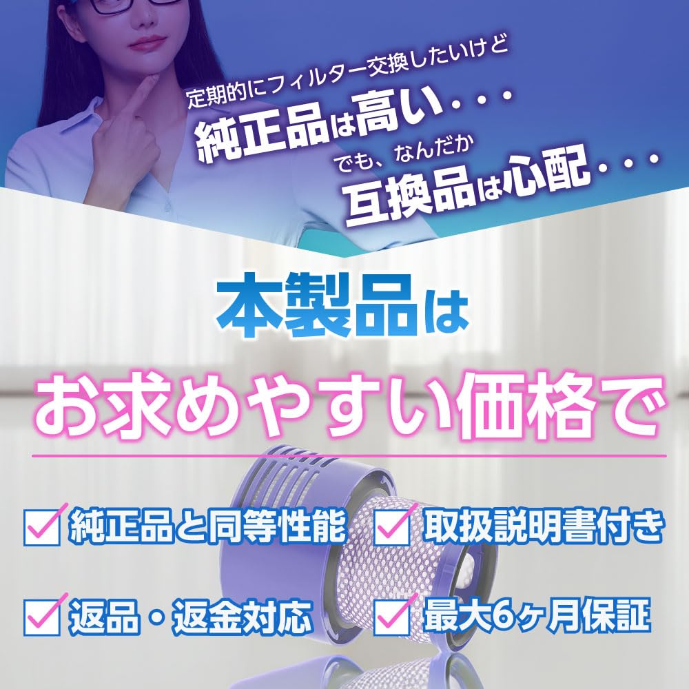 Фильтр пылесоса Dyson совместимый SV19 совместимый 2 шт HEPA моющийся (Omni-glide) 965241-01 Omni-glide