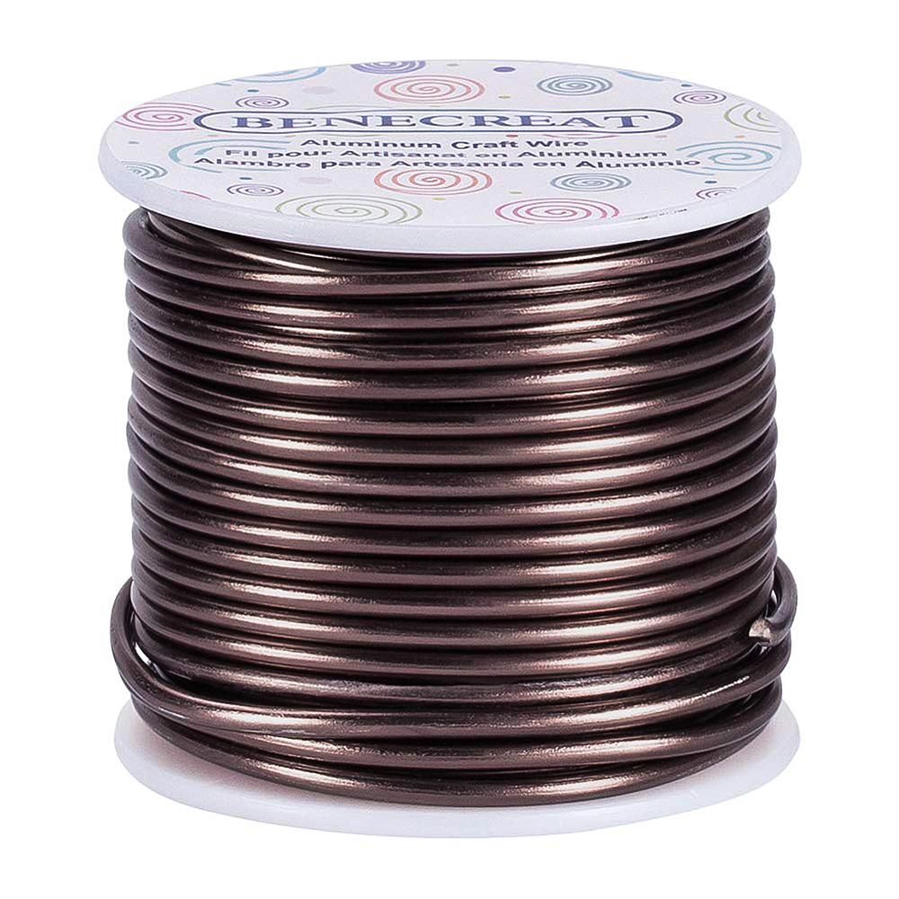 Round Aluminum Wire, Camel, 9 Gauge, 3mm, about 55.77 Feet(17m)/roll